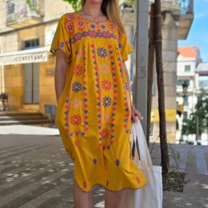 Vestido Mexicano Mostaza